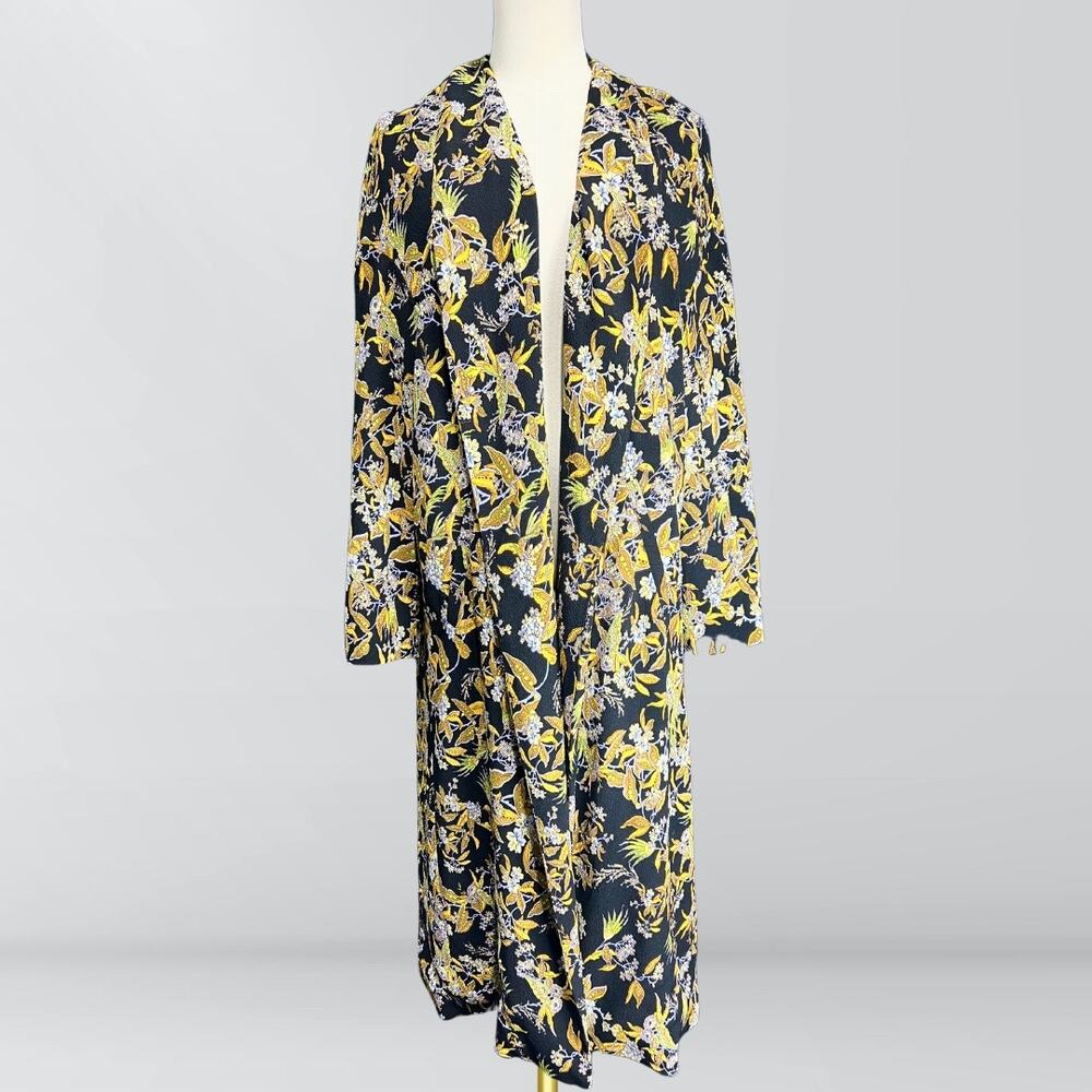 ASOS Yellow & Black Floral Forget Me Not Kimono Jacket